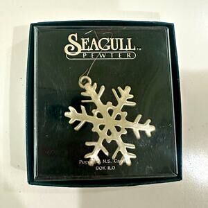 Vintage Seagull Pewter Snowflake Christmas Tree Ornament - Made in Canada